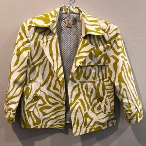 Transitions Yellow Zebra Print Cropped Blazer | M